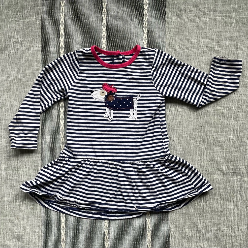 Toddler Girls Long Sleeve French Beret Dog shirt